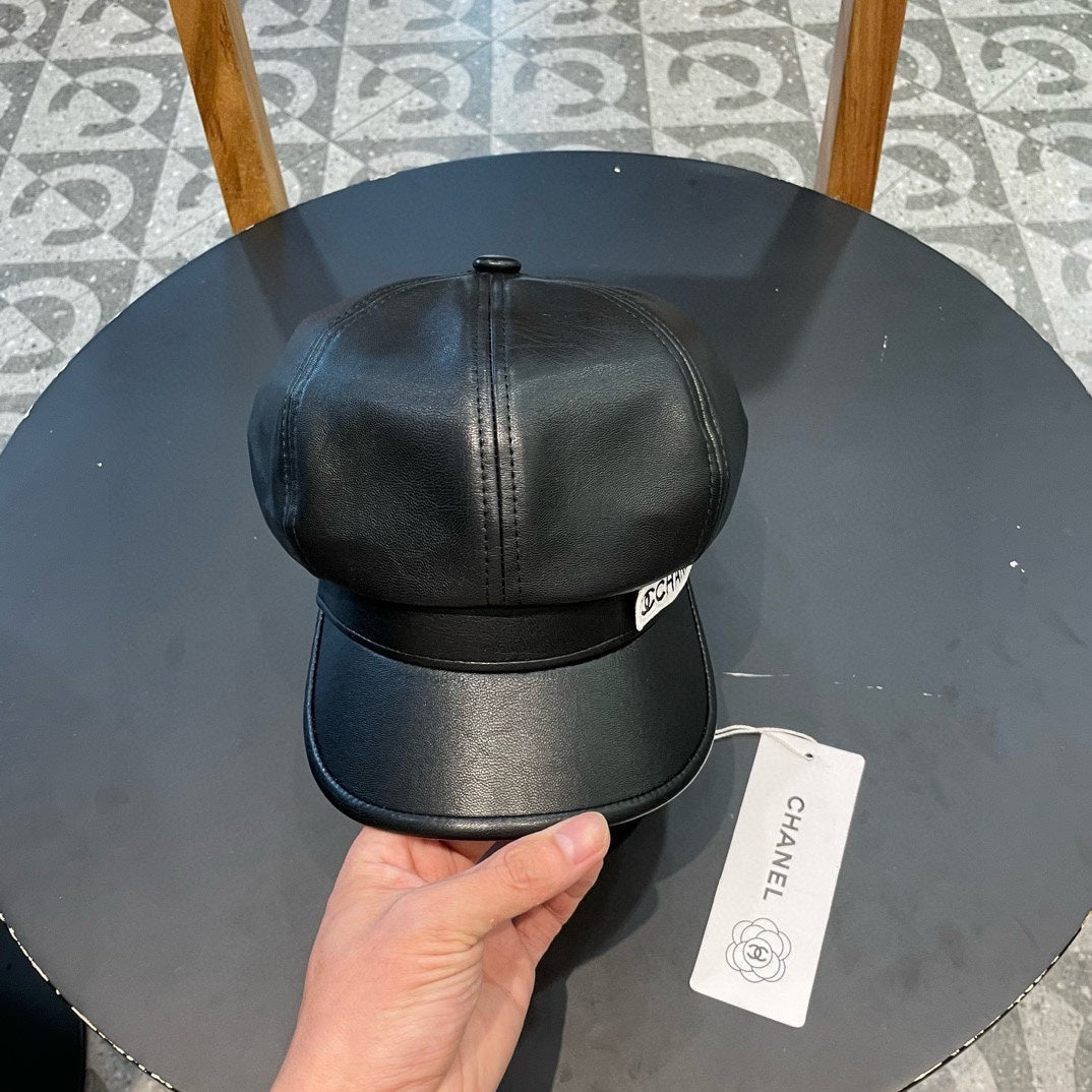 CASQUETTE BAKER BOY EN CUIR DE VEAU MARRON TORTILLA 419446 