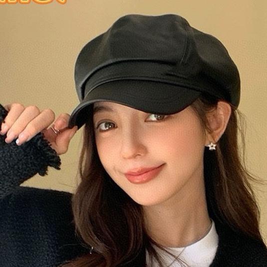 CASQUETTE BAKER BOY EN CUIR DE VEAU MARRON TORTILLA 419446 