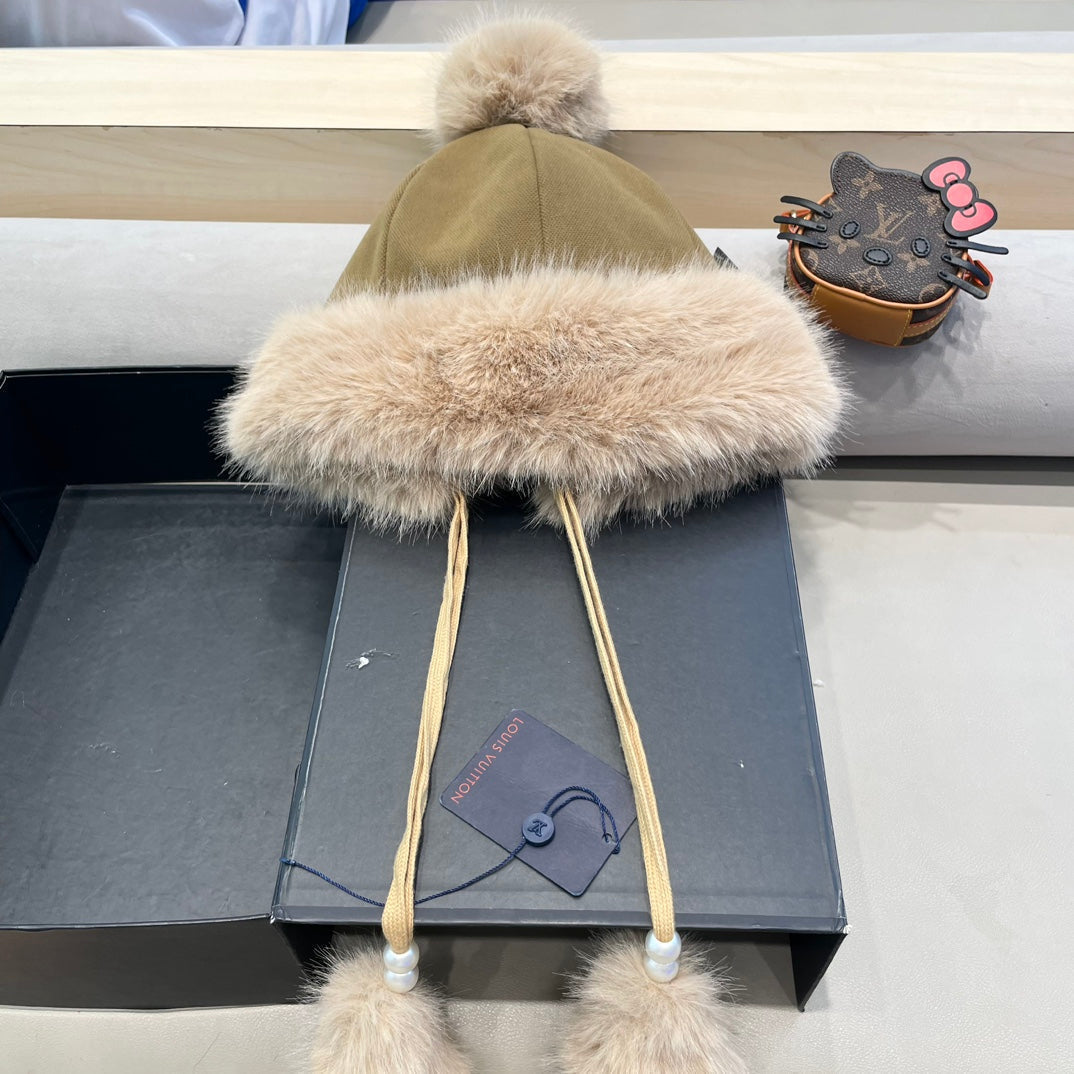 BONNET EN LAINE ET COTON MARRON 419745 