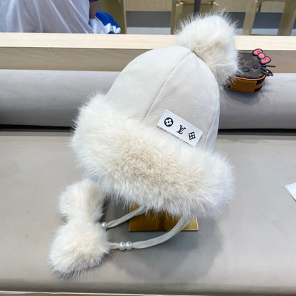 BEANIE HAT IN WHITE WOOL AND COTTON 419746