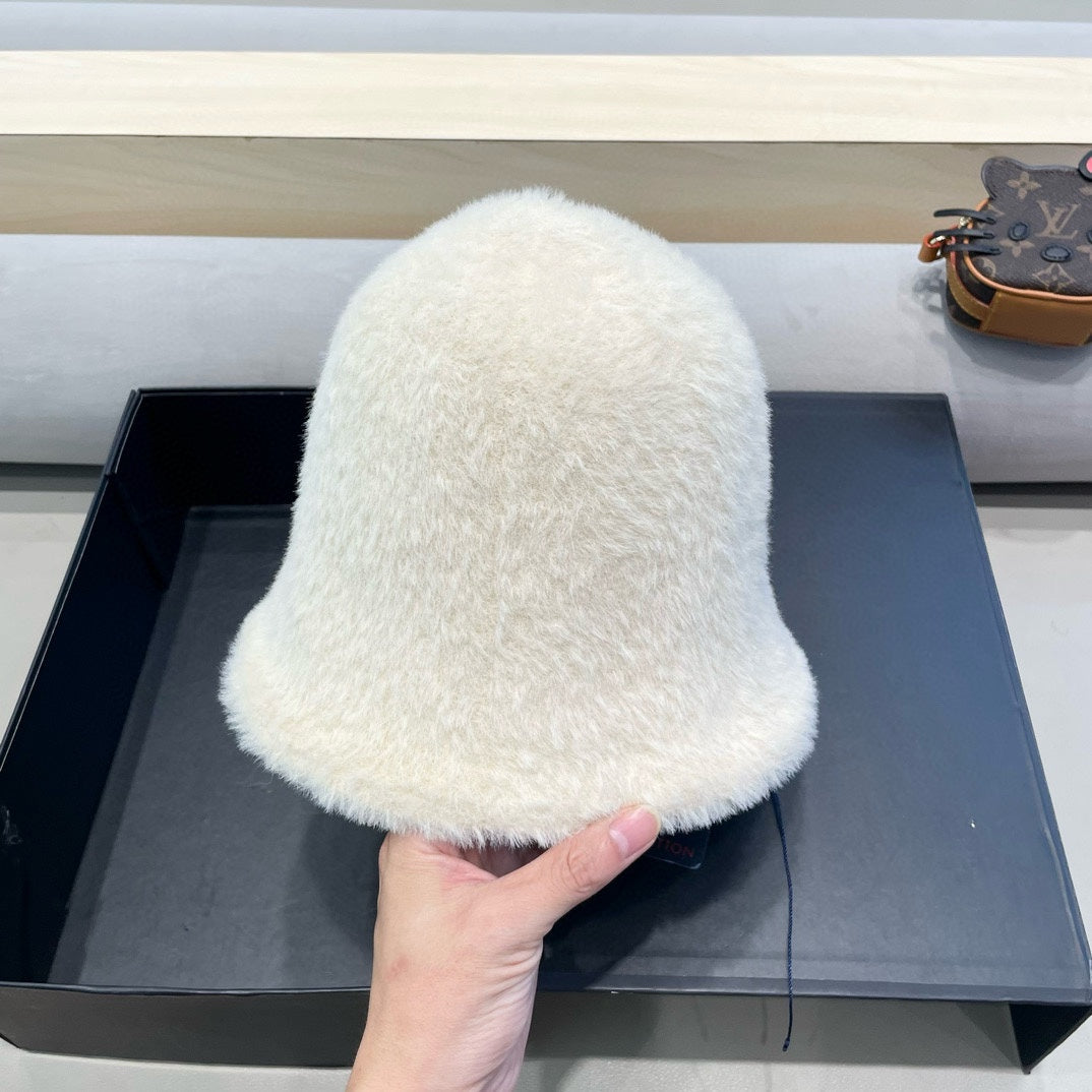 ベージュラビットファーバケットハット 421261 