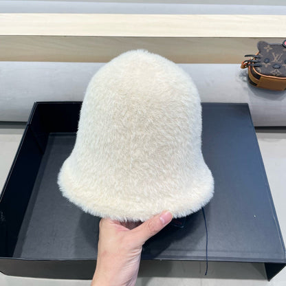 ベージュラビットファーバケットハット 421261 
