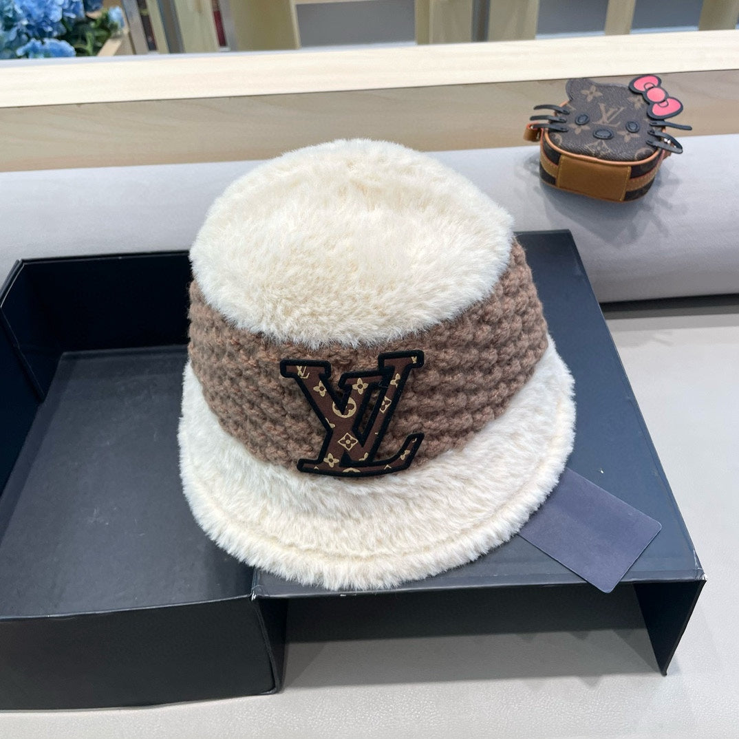 CHAPEAU BOB EN LAINE MÉLANGÉE BLANC ET MARRON 421037