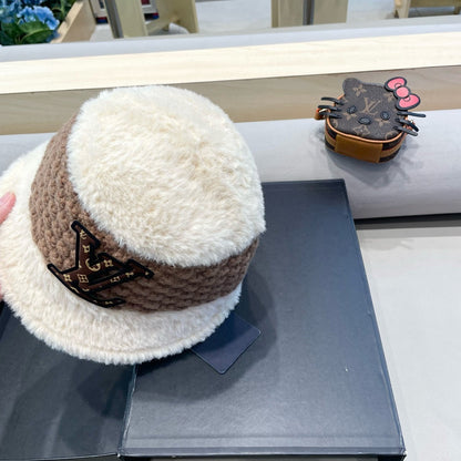 CHAPEAU BOB EN LAINE MÉLANGÉE BLANC ET MARRON 421037