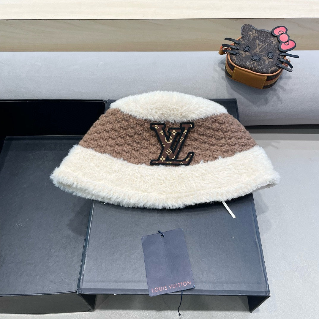 CHAPEAU BOB EN LAINE MÉLANGÉE BLANC ET MARRON 421037