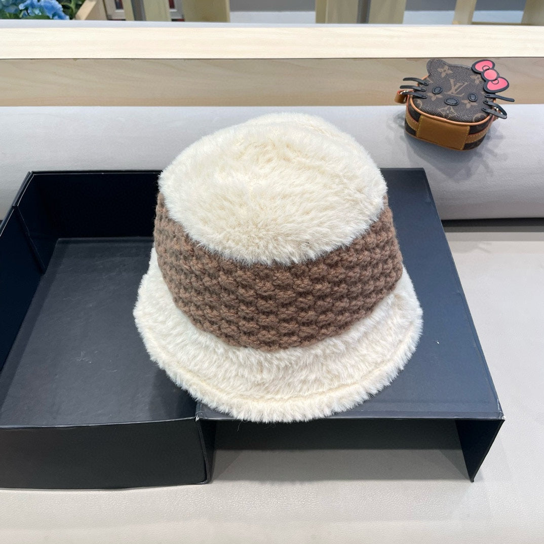 CHAPEAU BOB EN LAINE MÉLANGÉE BLANC ET MARRON 421037