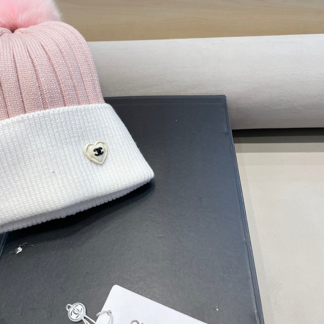 BONNET EN LAINE BLANCHE MÉLANGÉE ROSE LAINE 421051 