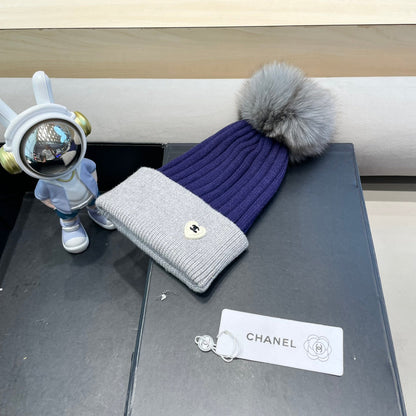 BONNET EN LAINE BLEU BAIE ET ​​GRIS CLAIR MÉLANGÉ 421052