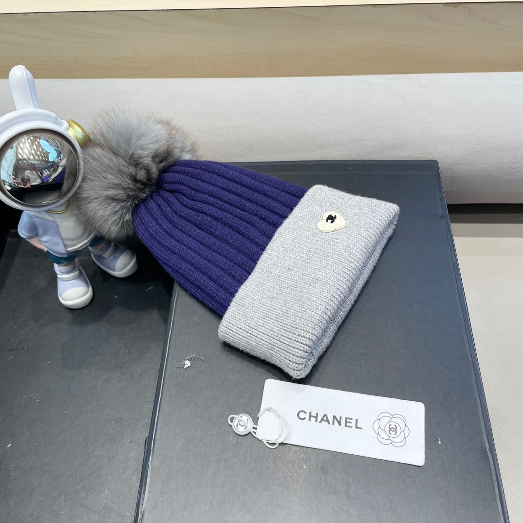 BONNET EN LAINE BLEU BAIE ET ​​GRIS CLAIR MÉLANGÉ 421052
