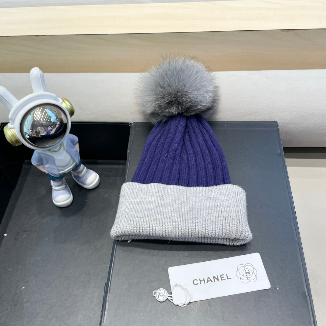 BONNET EN LAINE BLEU BAIE ET ​​GRIS CLAIR MÉLANGÉ 421052