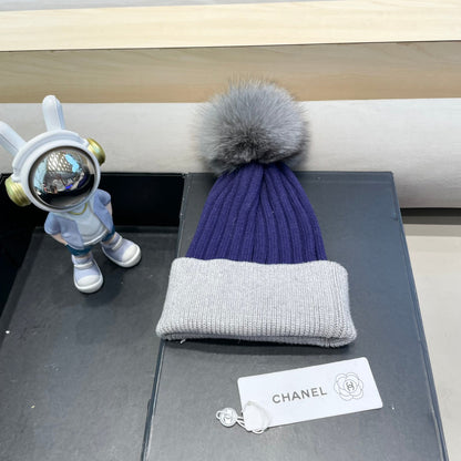 BONNET EN LAINE BLEU BAIE ET ​​GRIS CLAIR MÉLANGÉ 421052