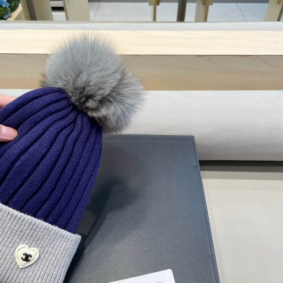 BONNET EN LAINE BLEU BAIE ET ​​GRIS CLAIR MÉLANGÉ 421052