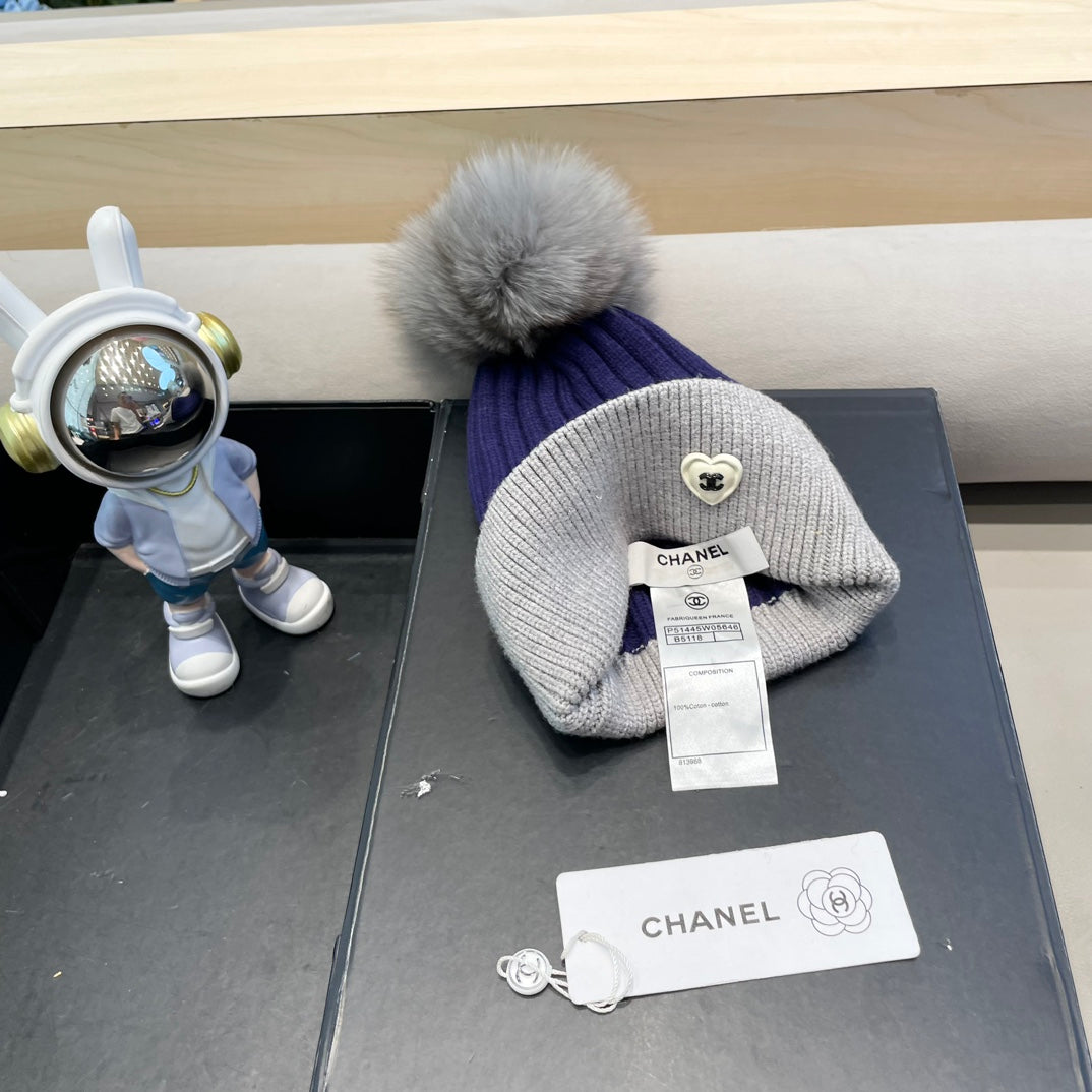 BONNET EN LAINE BLEU BAIE ET ​​GRIS CLAIR MÉLANGÉ 421052