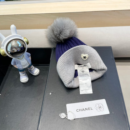BONNET EN LAINE BLEU BAIE ET ​​GRIS CLAIR MÉLANGÉ 421052