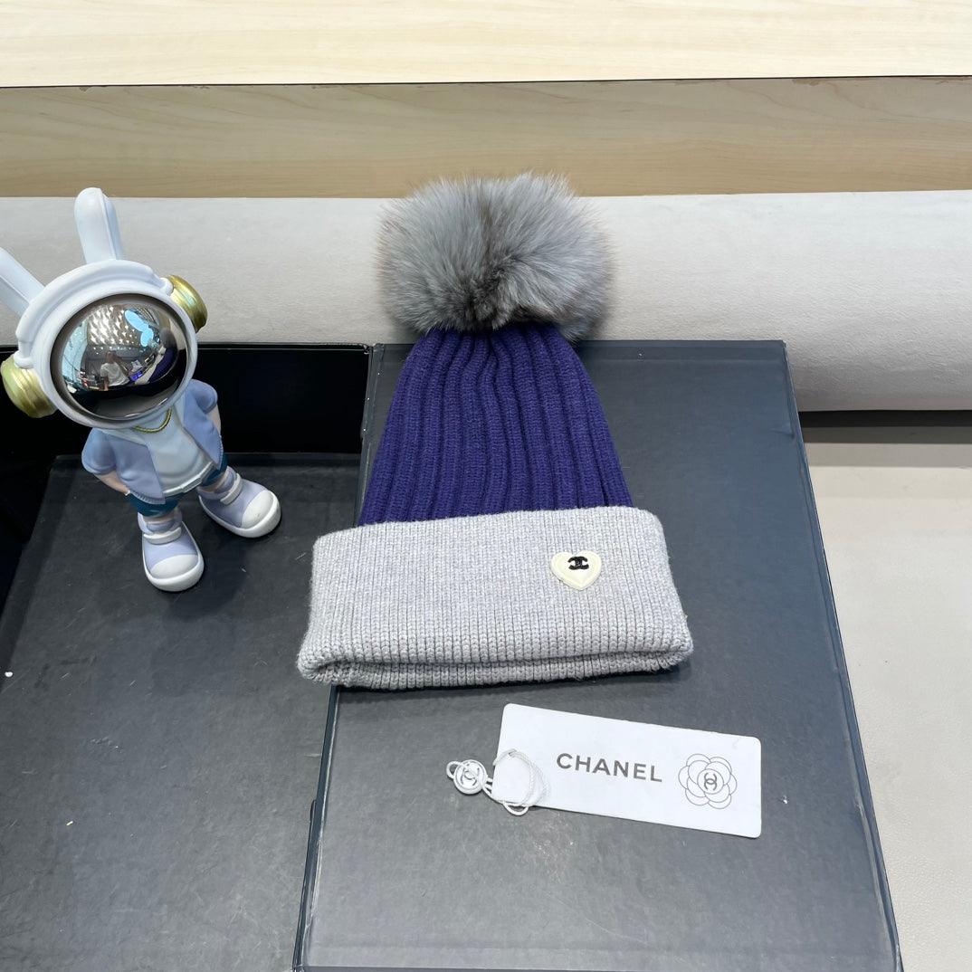 BONNET EN LAINE BLEU BAIE ET ​​GRIS CLAIR MÉLANGÉ 421052
