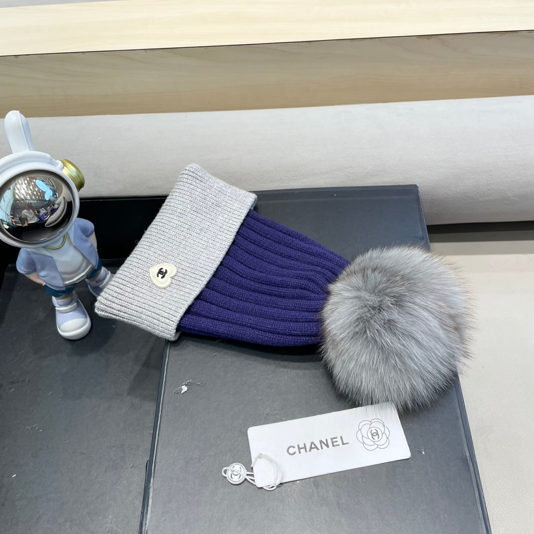 BONNET EN LAINE BLEU BAIE ET ​​GRIS CLAIR MÉLANGÉ 421052