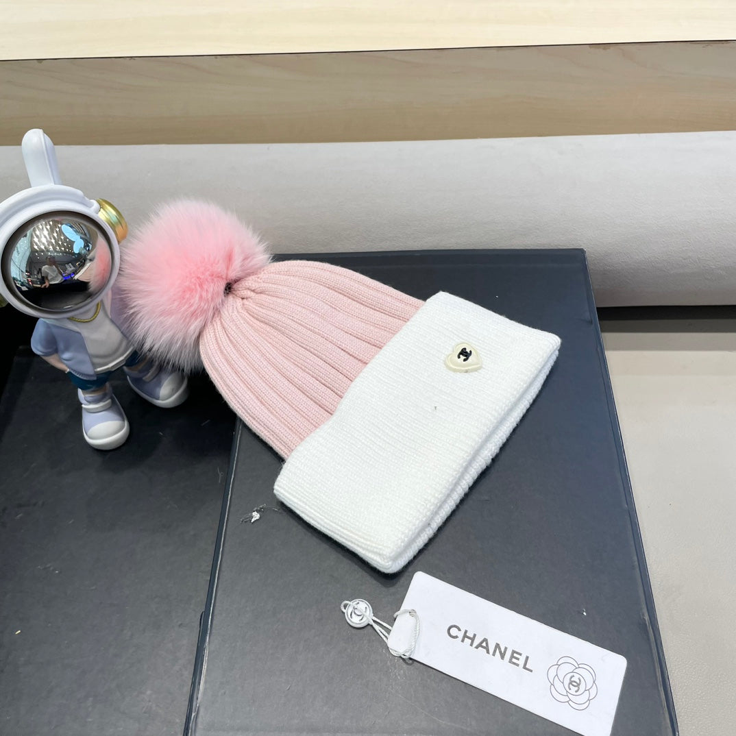 BONNET EN LAINE BLANCHE MÉLANGÉE ROSE LAINE 421051 