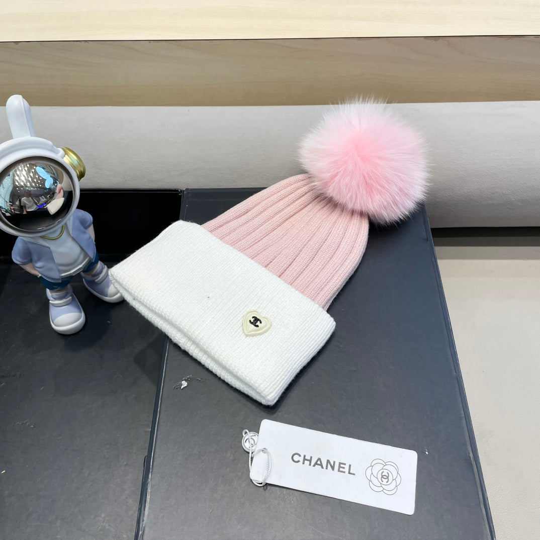 BONNET EN LAINE BLANCHE MÉLANGÉE ROSE LAINE 421051 