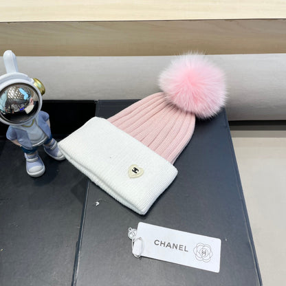BONNET EN LAINE BLANCHE MÉLANGÉE ROSE LAINE 421051 