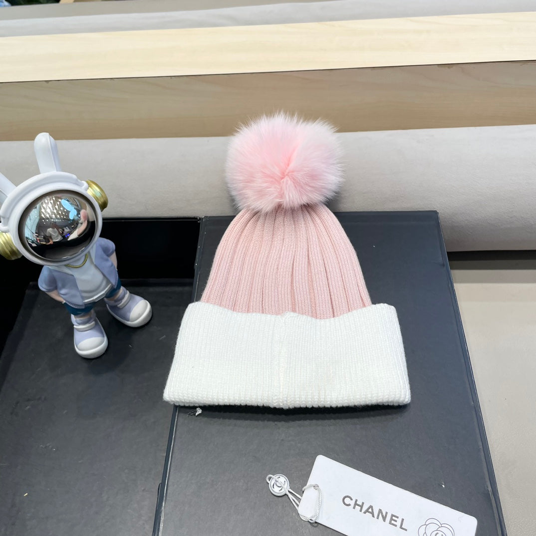 BONNET EN LAINE BLANCHE MÉLANGÉE ROSE LAINE 421051 
