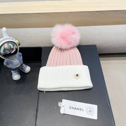 BONNET EN LAINE BLANCHE MÉLANGÉE ROSE LAINE 421051 