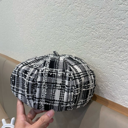BÉRET EN TWEED DE LAINE NOIR ET BLANC 422552 