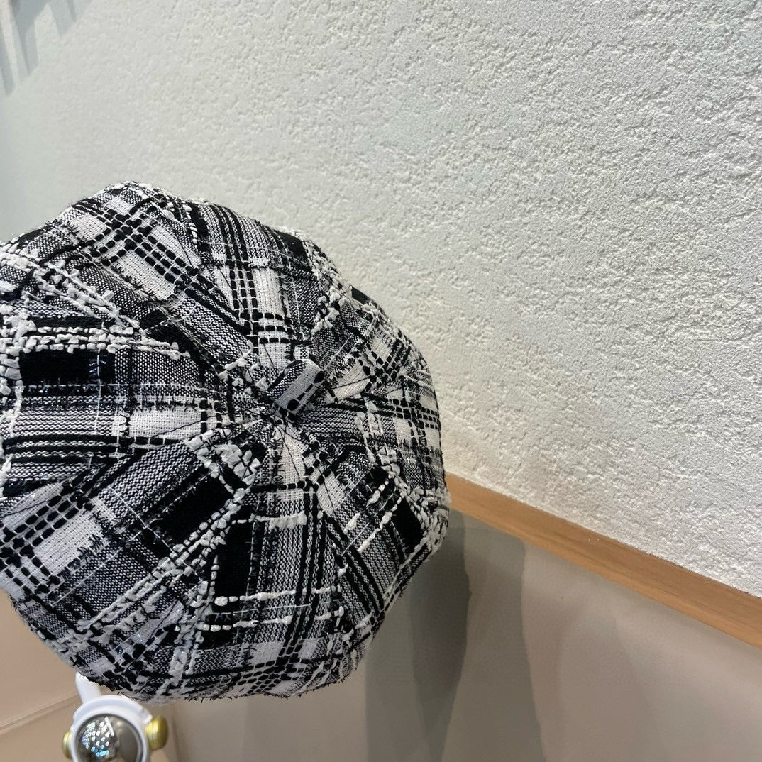 BÉRET EN TWEED DE LAINE NOIR ET BLANC 422552 