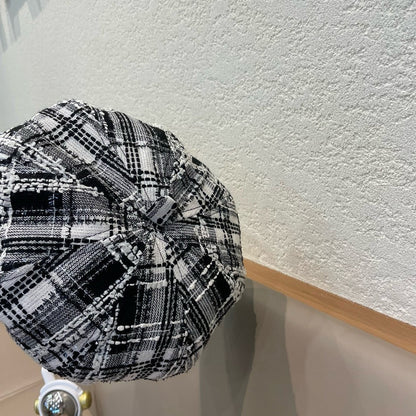 BÉRET EN TWEED DE LAINE NOIR ET BLANC 422552 
