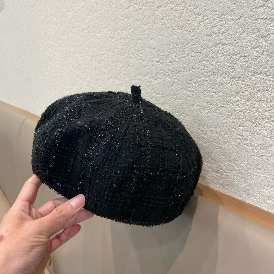 BÉRET EN TWEED DE LAINE NOIR 422554 