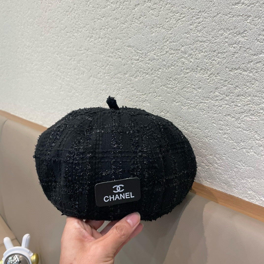BÉRET EN TWEED DE LAINE NOIR 422554 
