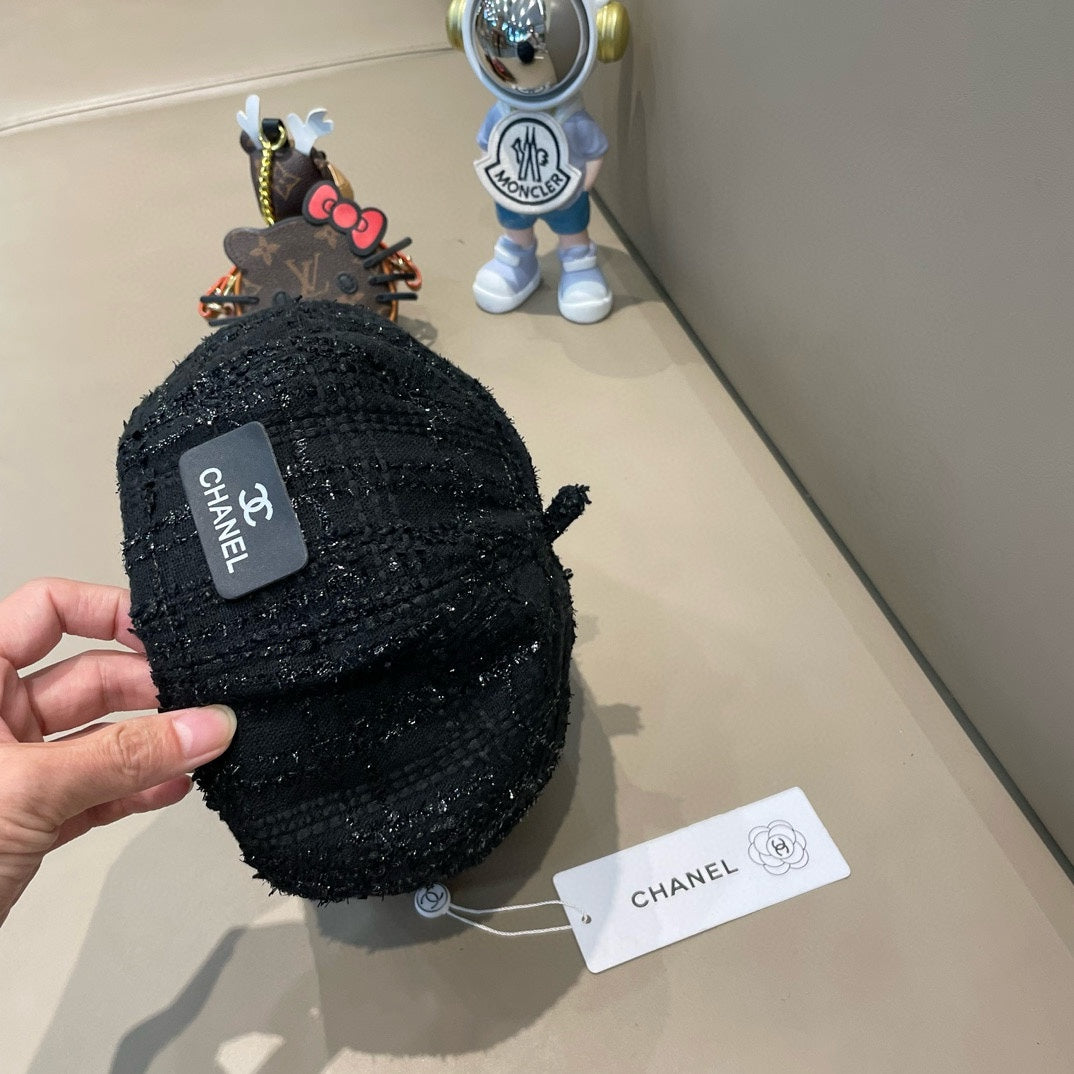 BÉRET EN TWEED DE LAINE NOIR 422554 