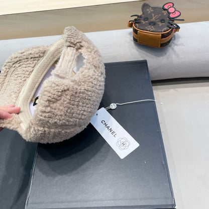 CASQUETTE DE BASEBALL EN PEAU LAINE BEIGE CAMEL 422432 