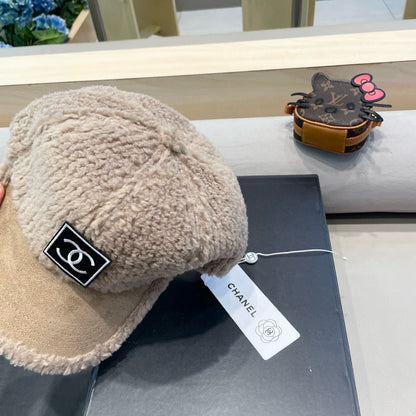 CASQUETTE DE BASEBALL EN PEAU LAINE BEIGE CAMEL 422432 