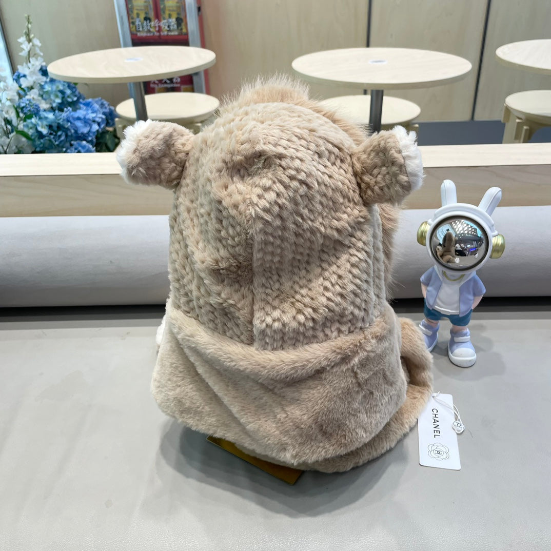 キャメルベージュミックスホワイトフリースバラクラバハット 422215 