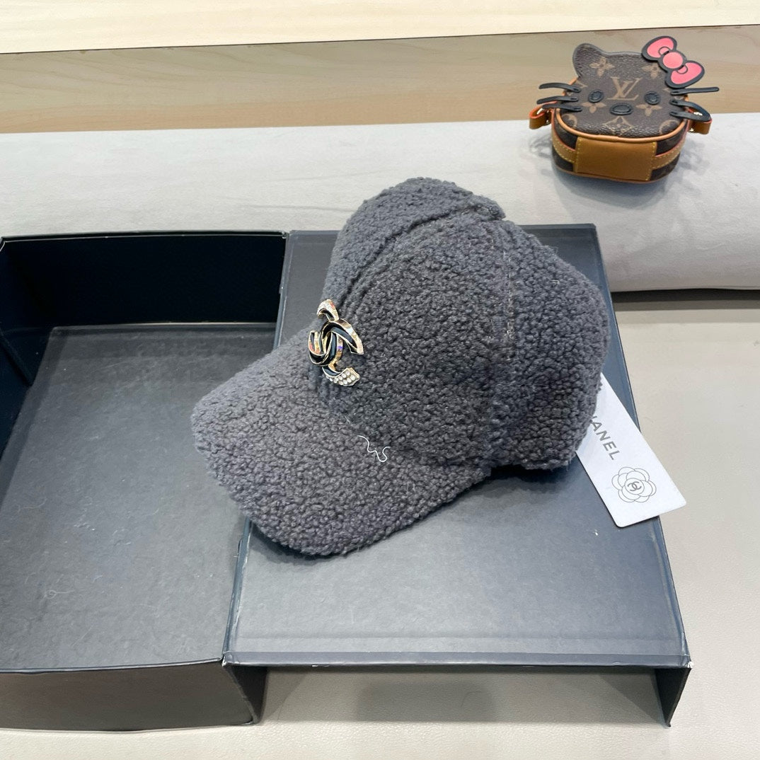 CASQUETTE DE BASEBALL EN FOURRURE D'AGNEAU GRIS SOURIS 424254 