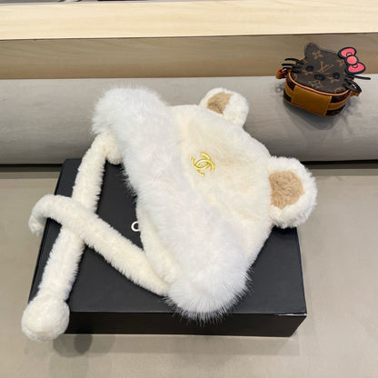 BONNET EN FOURRURE D'AGNEAU BLANC 426240 