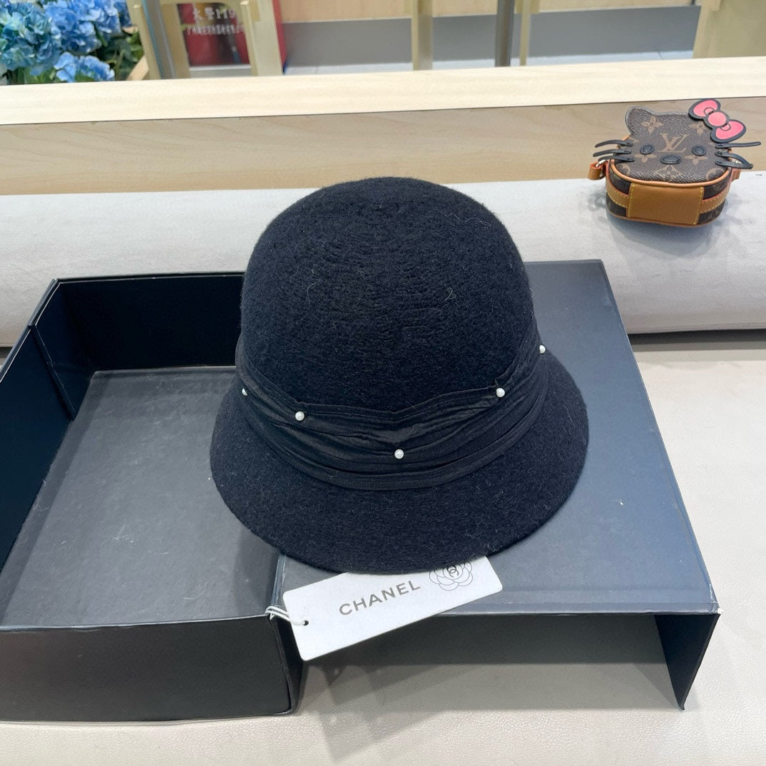 CHAPEAU BUCKET EN MÉLANGE DE LAINE NOIRE 426247 