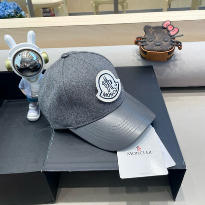 CASQUETTE DE BASEBALL EN TWEED DE LAINE ET CUIR GRIS REQUIN 428239 