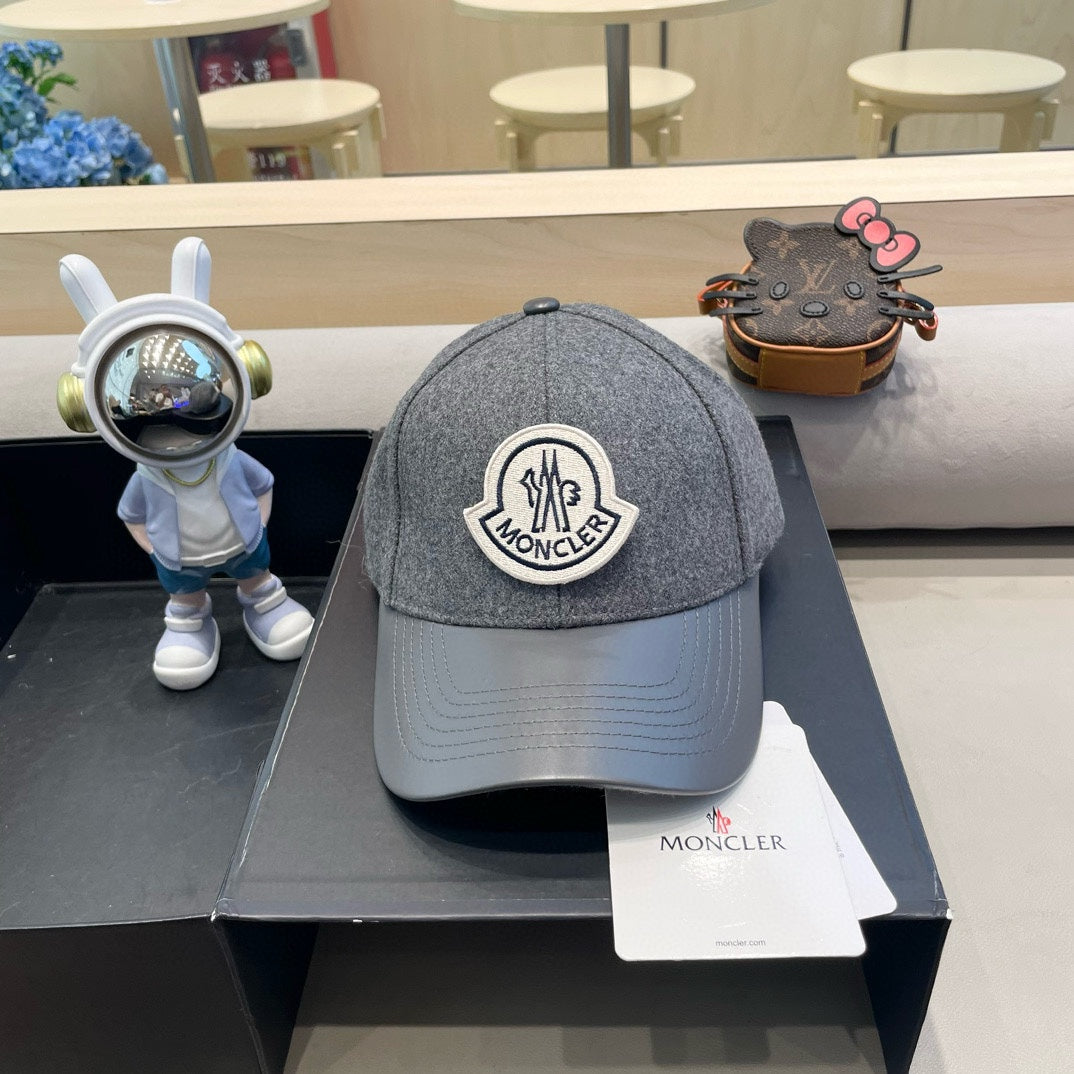CASQUETTE DE BASEBALL EN TWEED DE LAINE ET CUIR GRIS REQUIN 428239 