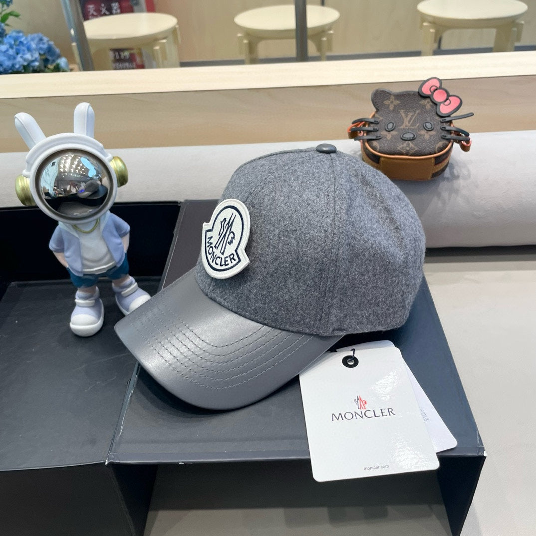 CASQUETTE DE BASEBALL EN TWEED DE LAINE ET CUIR GRIS REQUIN 428239 