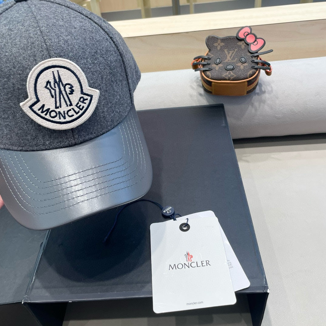 CASQUETTE DE BASEBALL EN TWEED DE LAINE ET CUIR GRIS REQUIN 428239 