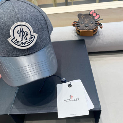 CASQUETTE DE BASEBALL EN TWEED DE LAINE ET CUIR GRIS REQUIN 428239 