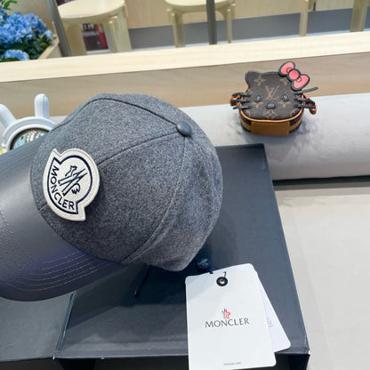 CASQUETTE DE BASEBALL EN TWEED DE LAINE ET CUIR GRIS REQUIN 428239 