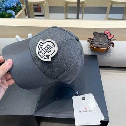 CASQUETTE DE BASEBALL EN TWEED DE LAINE ET CUIR GRIS REQUIN 428239 