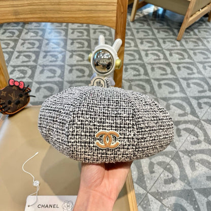 BÉRET EN TWEED DE LAINE NOIR ET BLANC 430011 