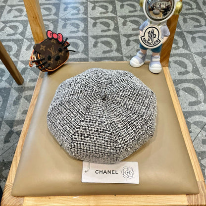 BÉRET EN TWEED DE LAINE NOIR ET BLANC 430011 