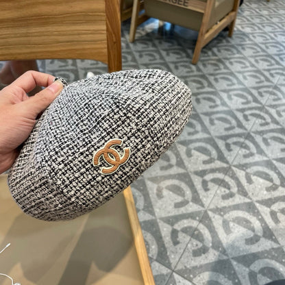 BÉRET EN TWEED DE LAINE NOIR ET BLANC 430011 
