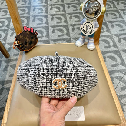 BÉRET EN TWEED DE LAINE NOIR ET BLANC 430011 