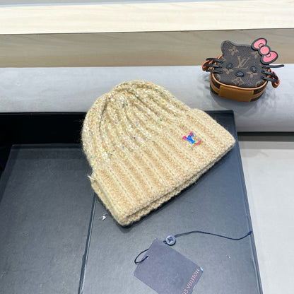 クリームベージュウールのニットビーニーハット 431618 