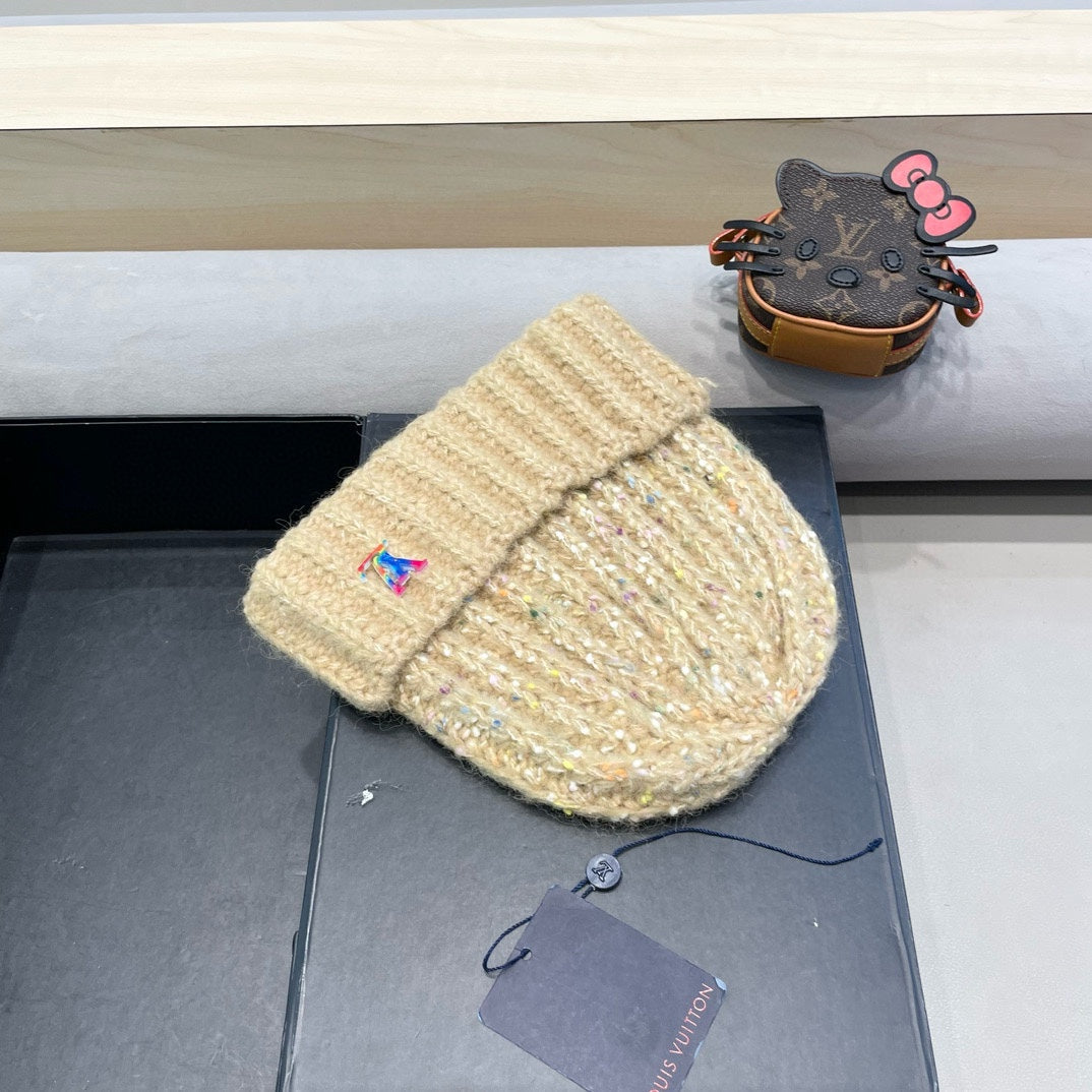クリームベージュウールのニットビーニーハット 431618 
